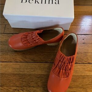 Beklina Gathered Low Clog in Persimmon 🧡 Leather Clogs